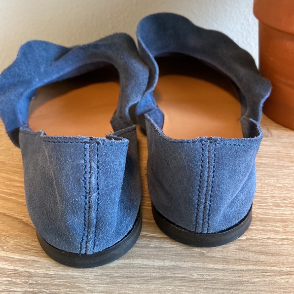 Anthropologie Klub Nico Gabbie Ruffled Blue Suede Flats, 38 / US 9 - Picture 7 of 12